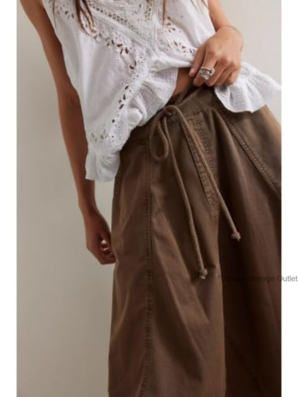 Women Poplin Parachute Midi Skirt Baggy Y2K Cargo Streetwear - Picture 4 of 5